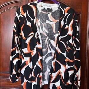 Chico's Black and Orange Patterned Jacket